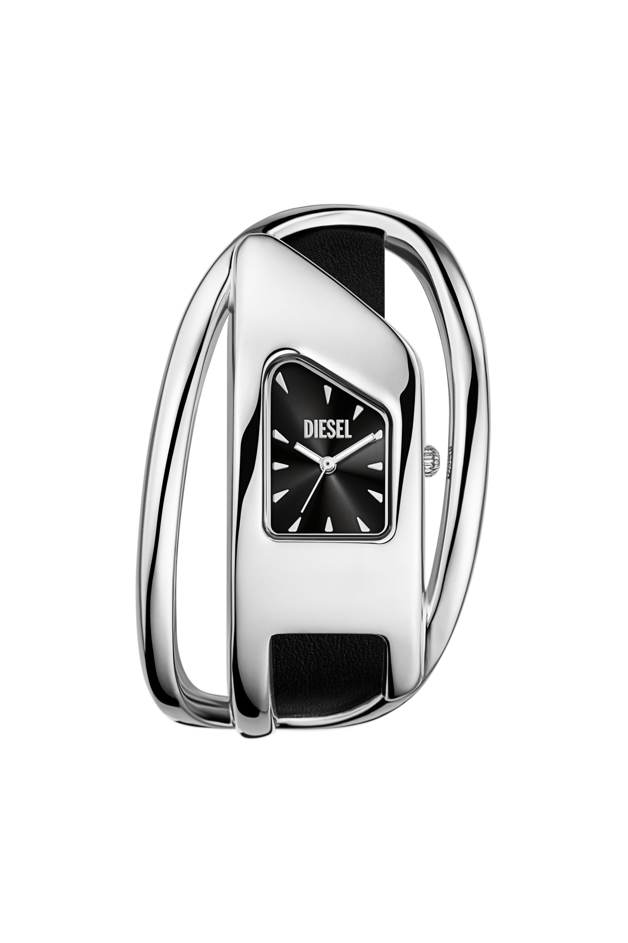 DZ5627 WATCH Wrap-D black leather watch｜シルバー｜ウィメンズ｜DIESEL