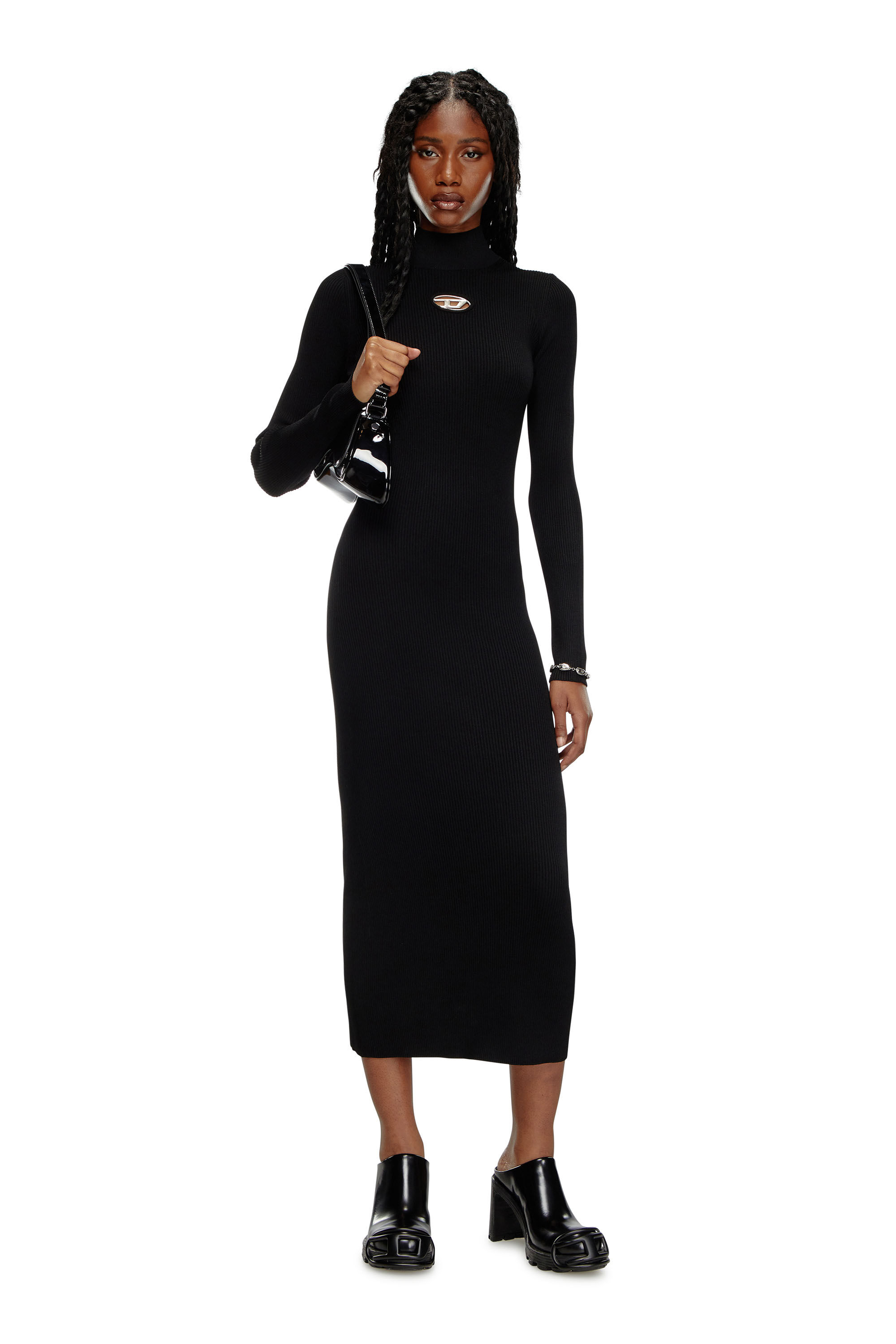M-ZARY-B Long dress in ribbed knit｜ブラック｜ウィメンズ｜DIESEL