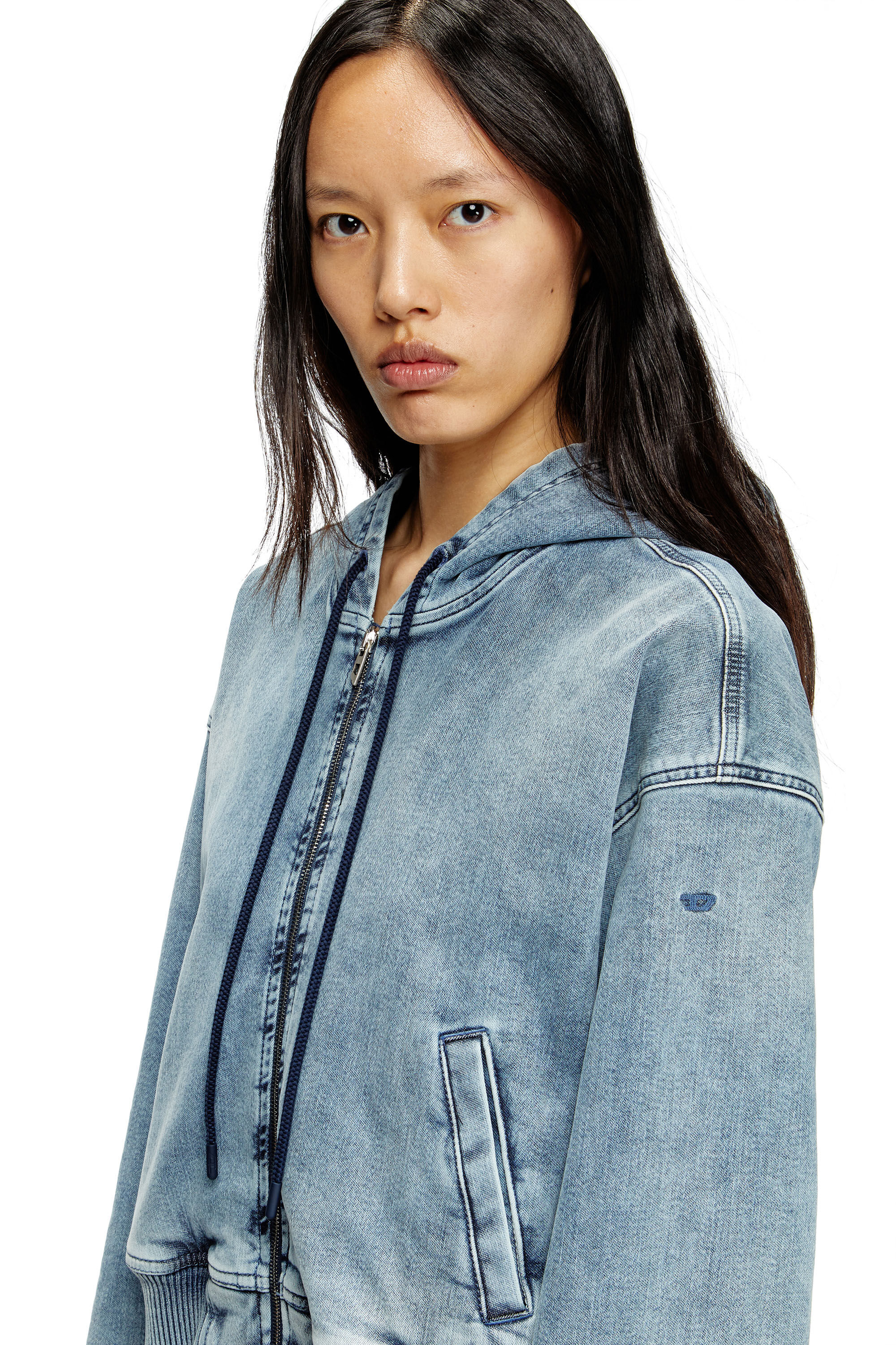DE-GIRI-CROP JOGG Zipped hoodie in JoggJeans｜ブルー｜ウィメンズ