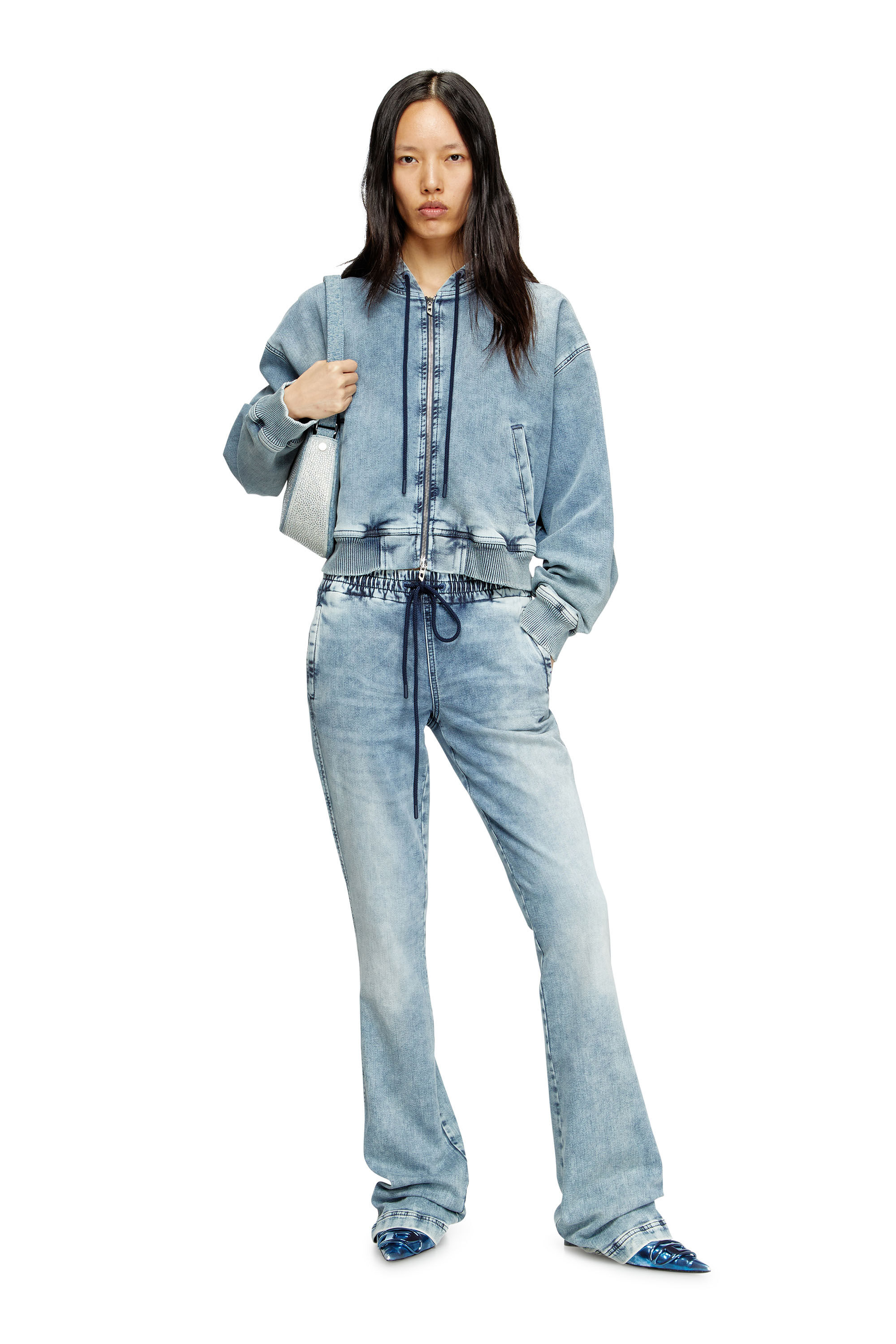 DE-GIRI-CROP JOGG Zipped hoodie in JoggJeans｜ブルー｜ウィメンズ