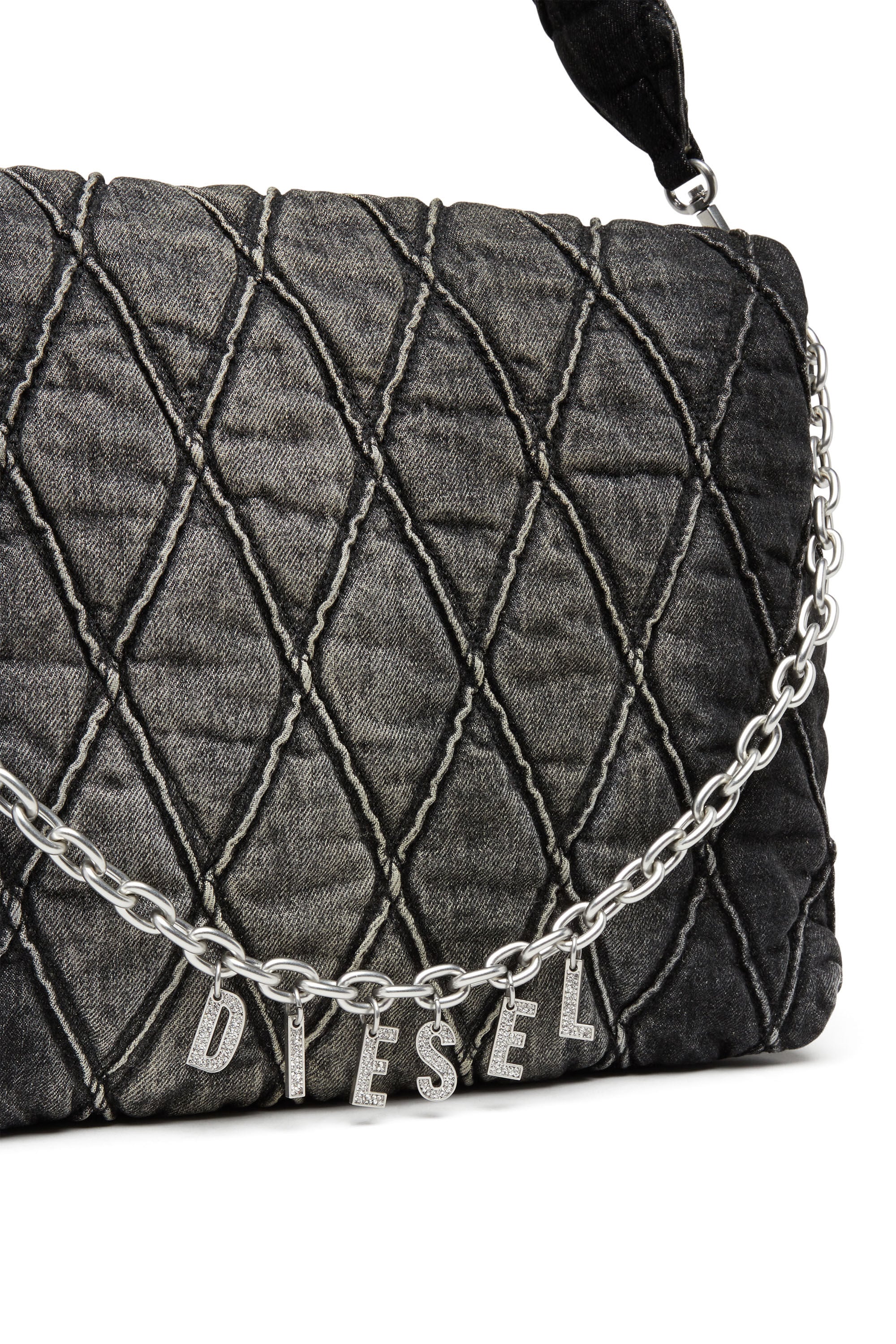 Diesel ウィメンズ バッグ Charm-D Shoulder L bag キルト デニム