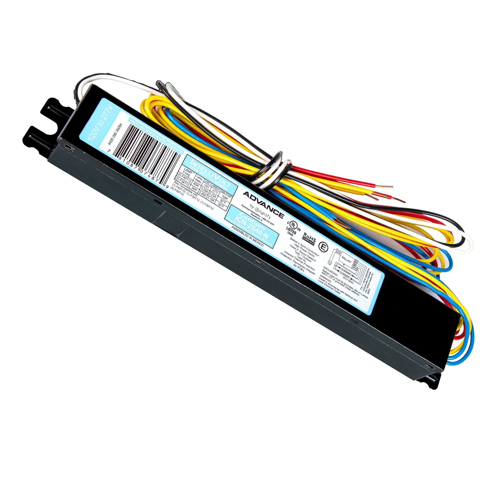 Philips Advance Electronic Ballast - 2-Lamp - 72W Max - 120-277