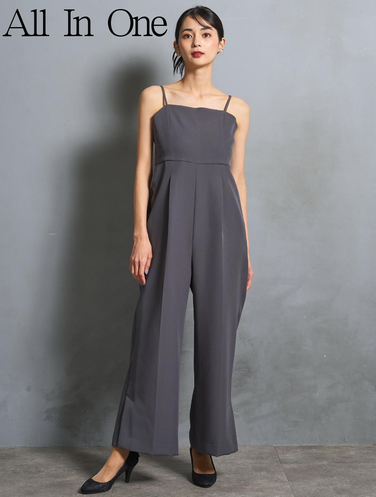 S/M/L】キャミソールオールインワンドレス（Cグレー）ブラウスセット