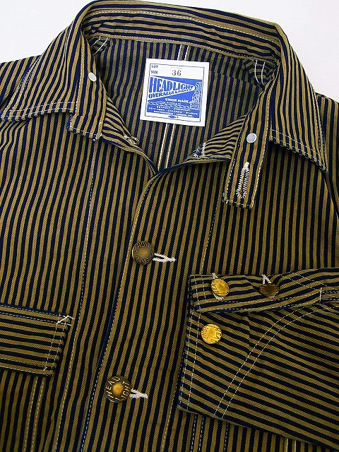 HEADLIGHT[ヘッドライト] カバーオール ブラウンヒッコリー 11oz