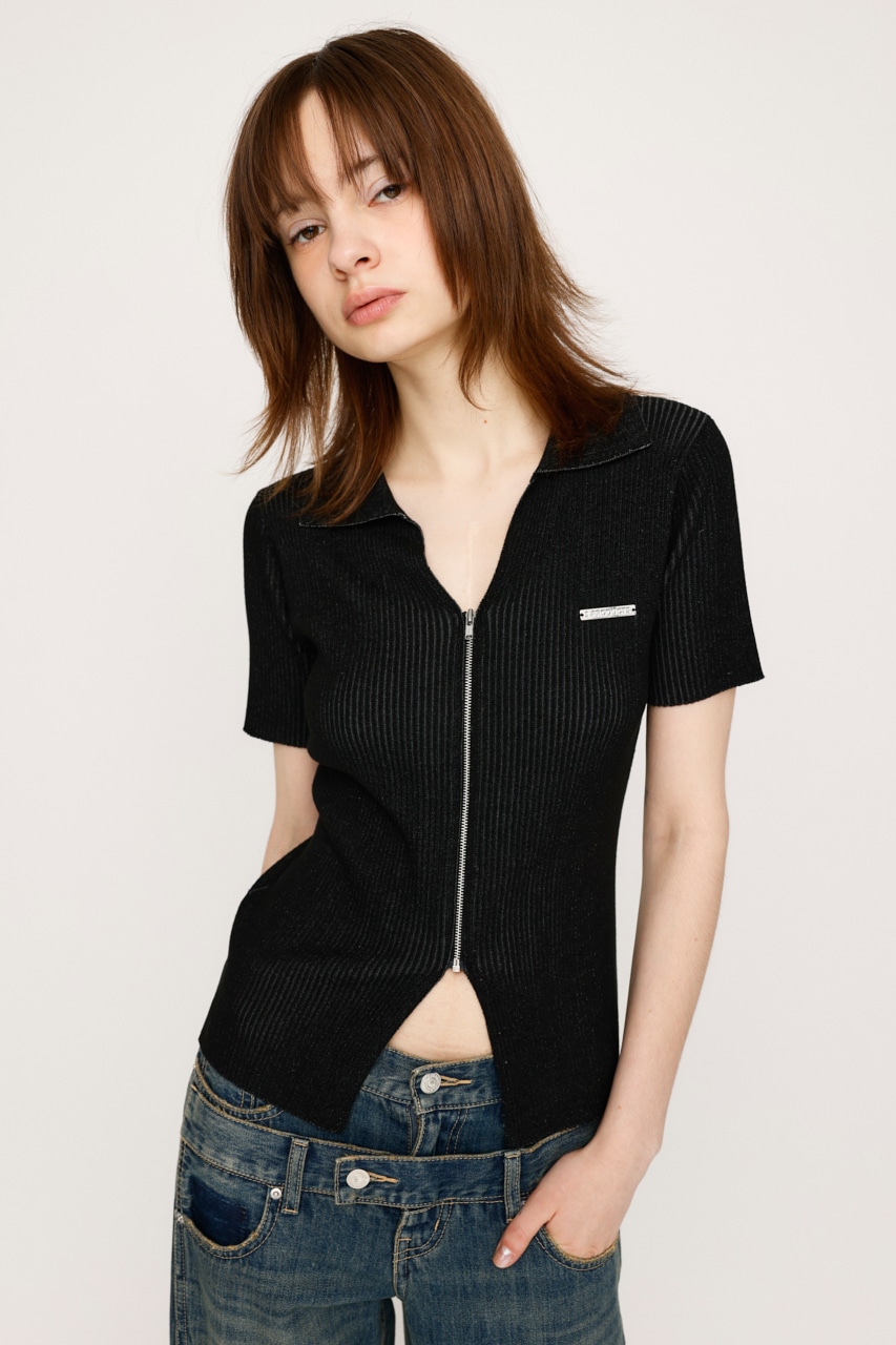 SLY | DUAL COLOR FRONT ZIP KNIT トップス (ニット ) |SHEL'TTER WEBSTORE