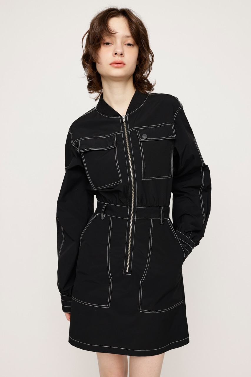 SLY | FRONT ZIP STITCH ショートワンピース (ワンピース(ミニ