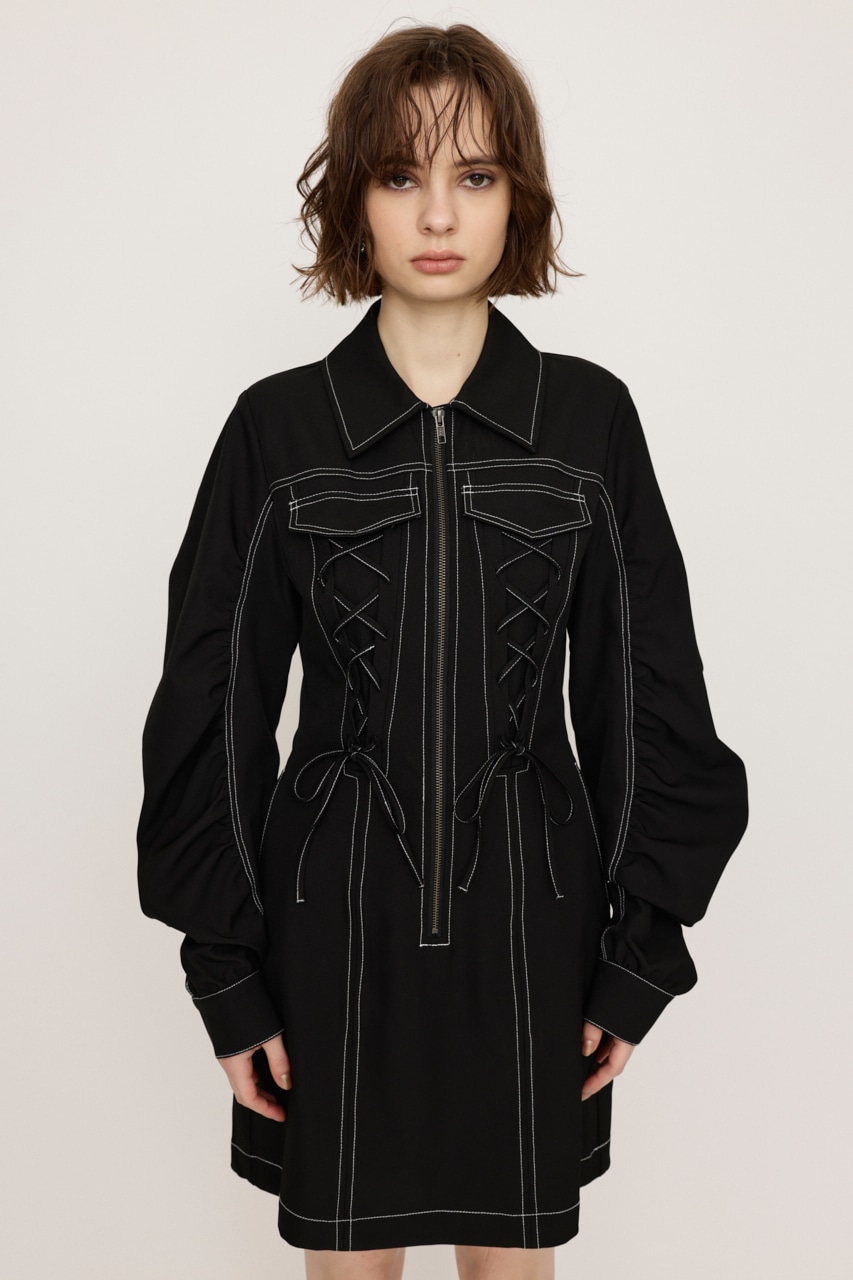 SLY | LACE UP GATHER ショートワンピース (ワンピース(ミニ
