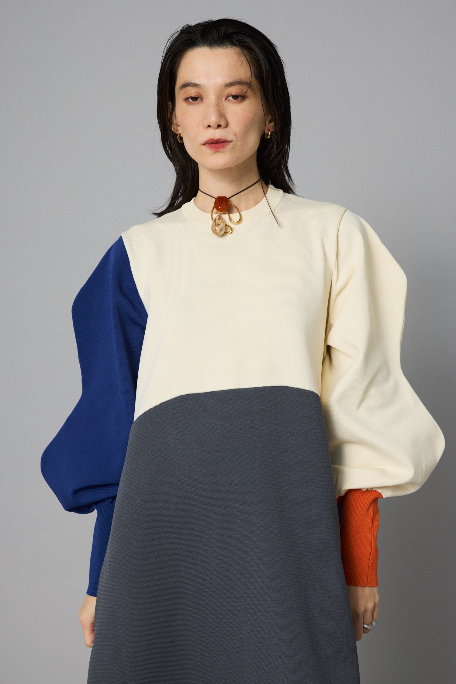HeRIN.CYE | Mountain sleeve docking dress (ワンピース(ミニ