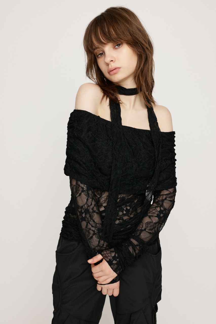 SLY | OFF SHOULDER CUT LACE トップス (Tシャツ・カットソー(長袖