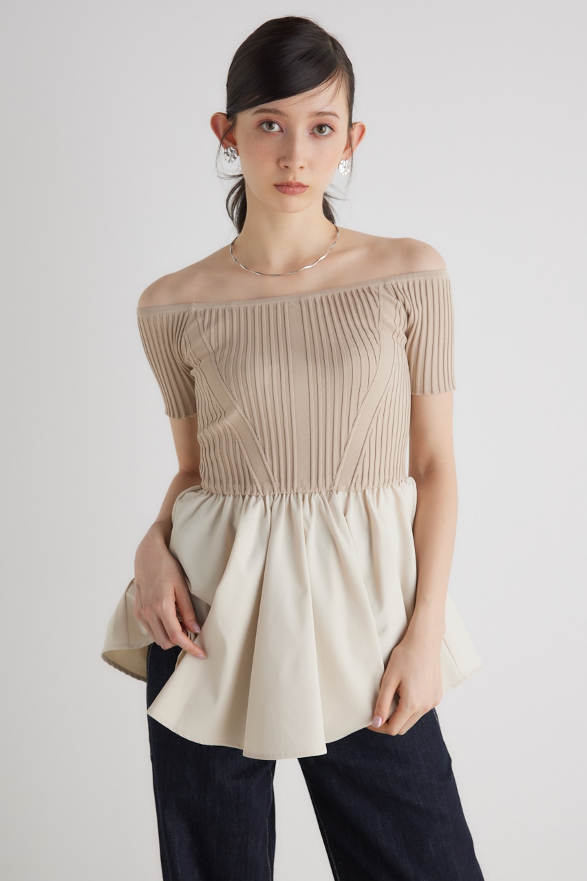 rienda | ビスチェディテールコンビKnit TOP (ニット ) |SHEL'TTER