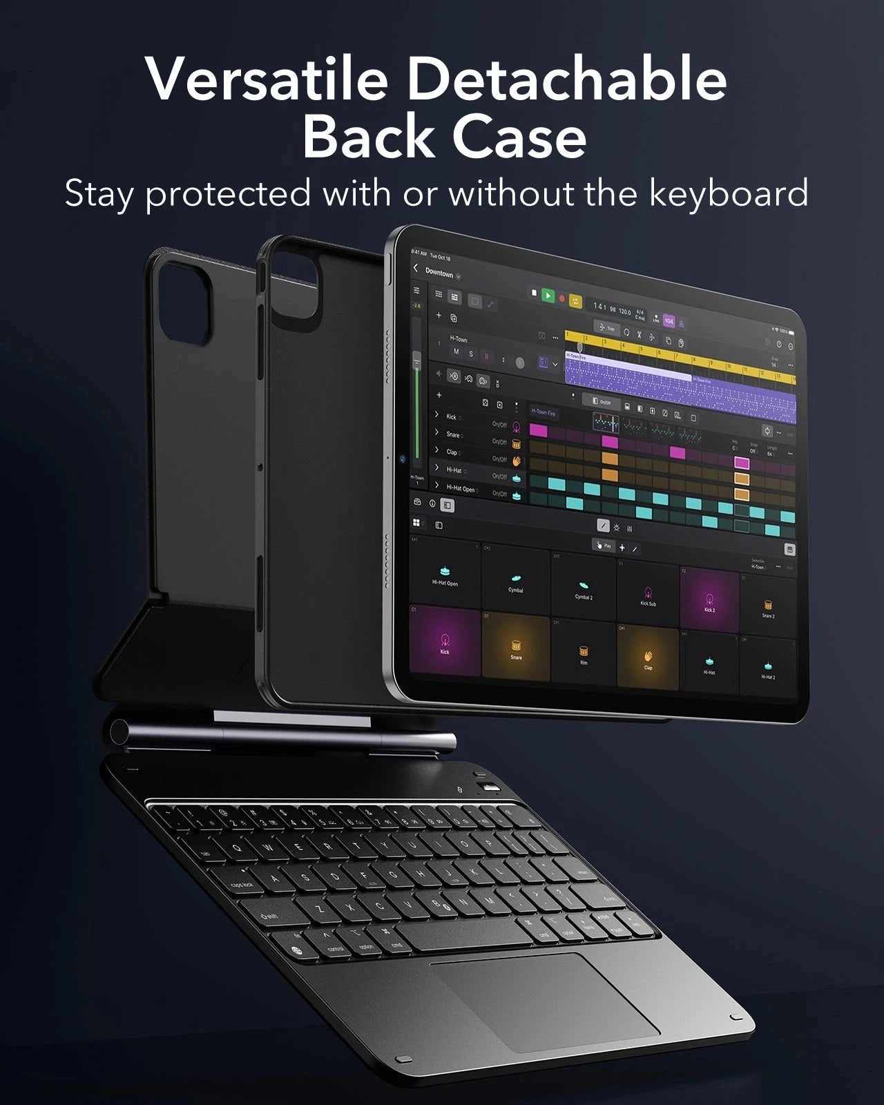 Black iPad Pro 11 inch(2024) Magnetic Keyboard Case - ESR Rebound 360