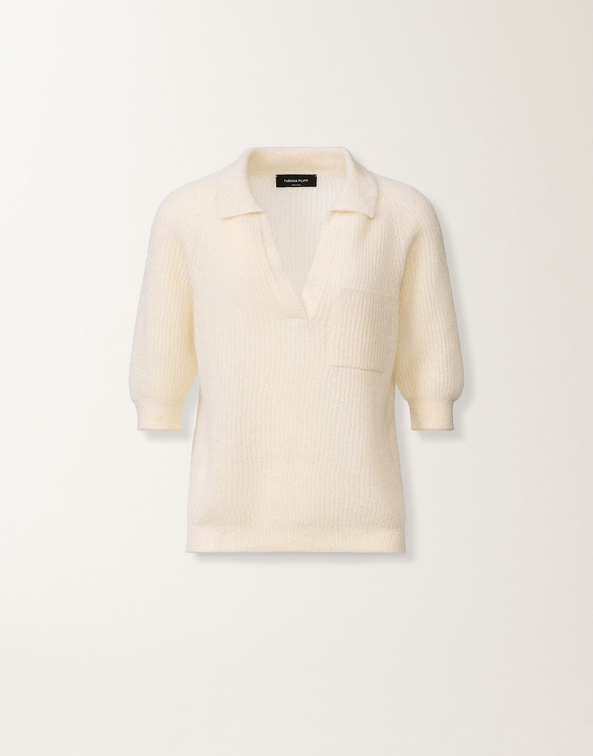 Mohair polo with sequins, raffia for Women | Fabiana Filippi®
