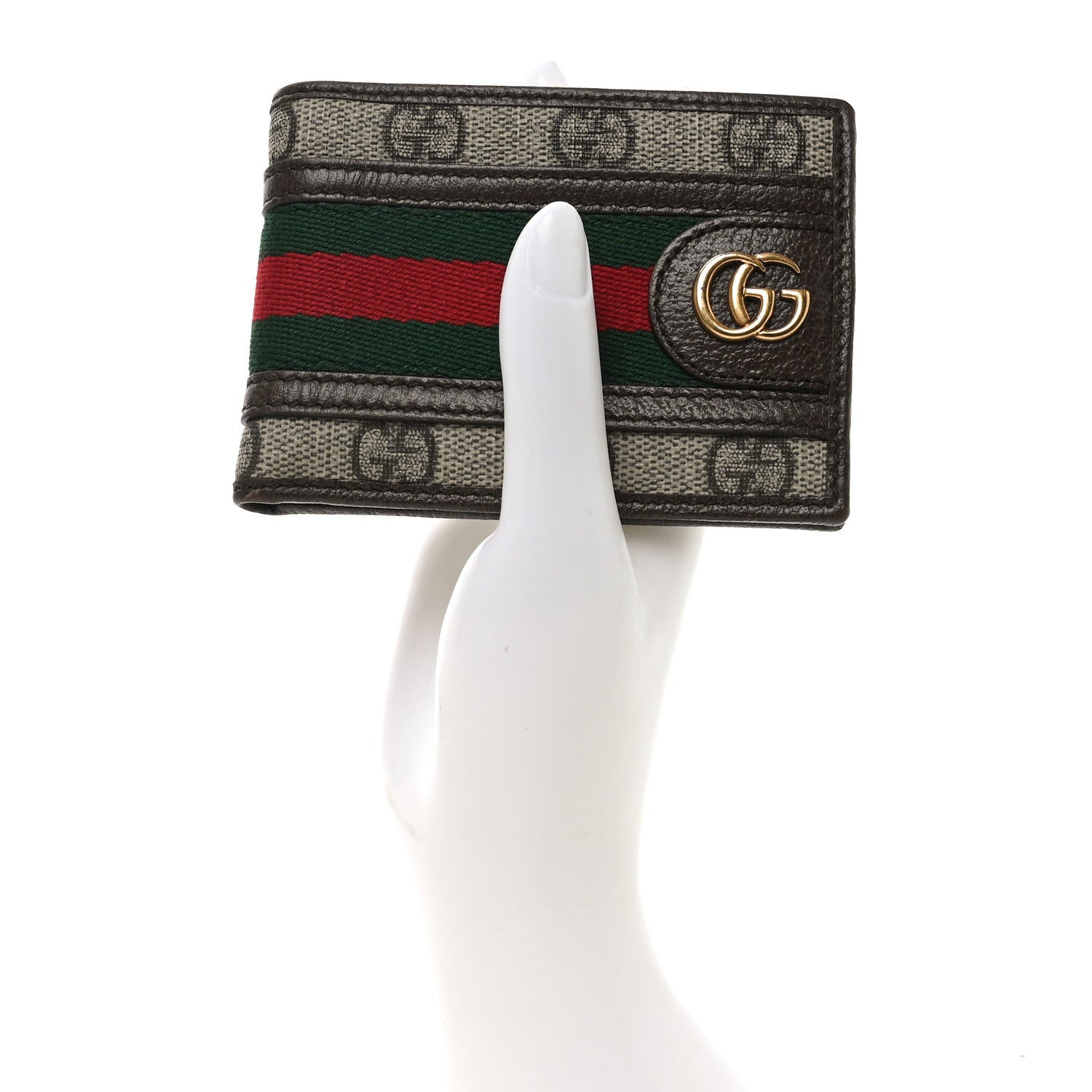 Gucci GG Supreme Monogram Web Mens Ophidia Bi-Fold Wallet Beige