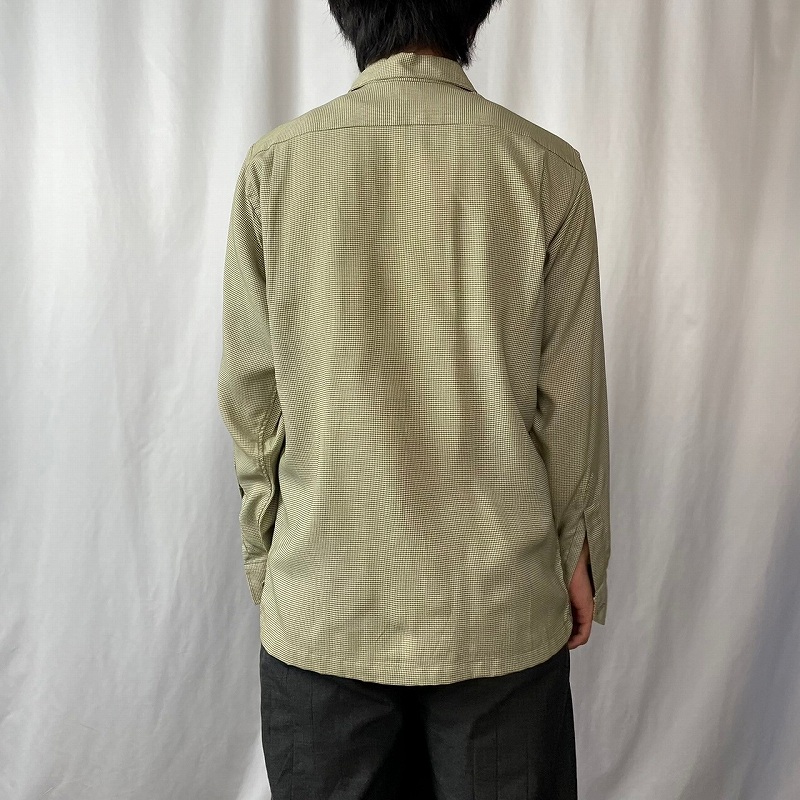 開襟シャツ ループカラー 長袖 60s 70s 60年代 70年代 カーキ