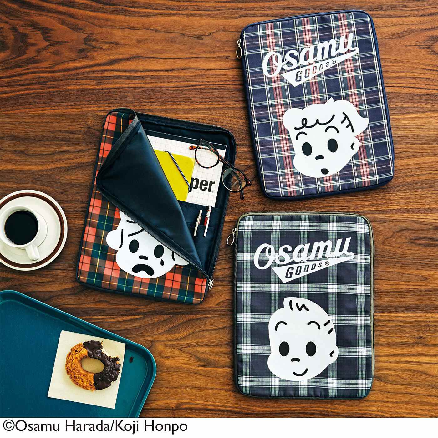 USEDo×OSAMU GOODS トラッドなタータンチェックのA4ファイルポーチ