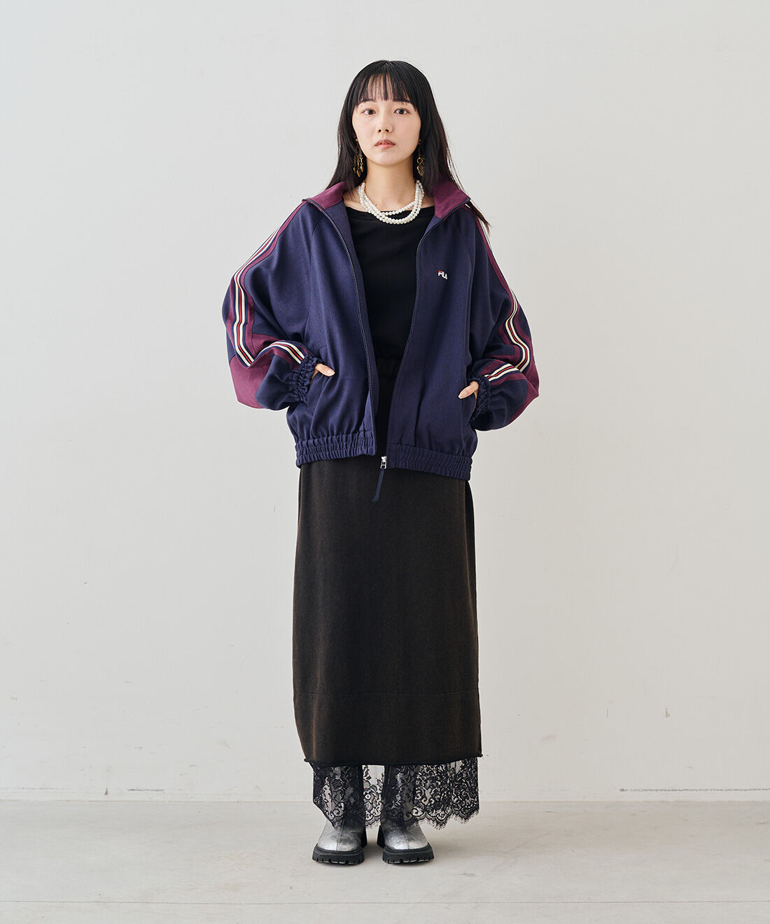 FILA for MEDE19F 大人も着られるトラックブルゾン〈ネイビー