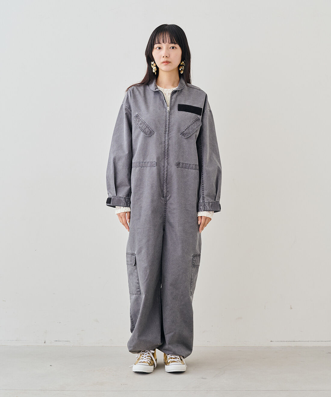 MEDE19F ヴィンテージ感ただようミリタリージャンプスーツ〈フェード