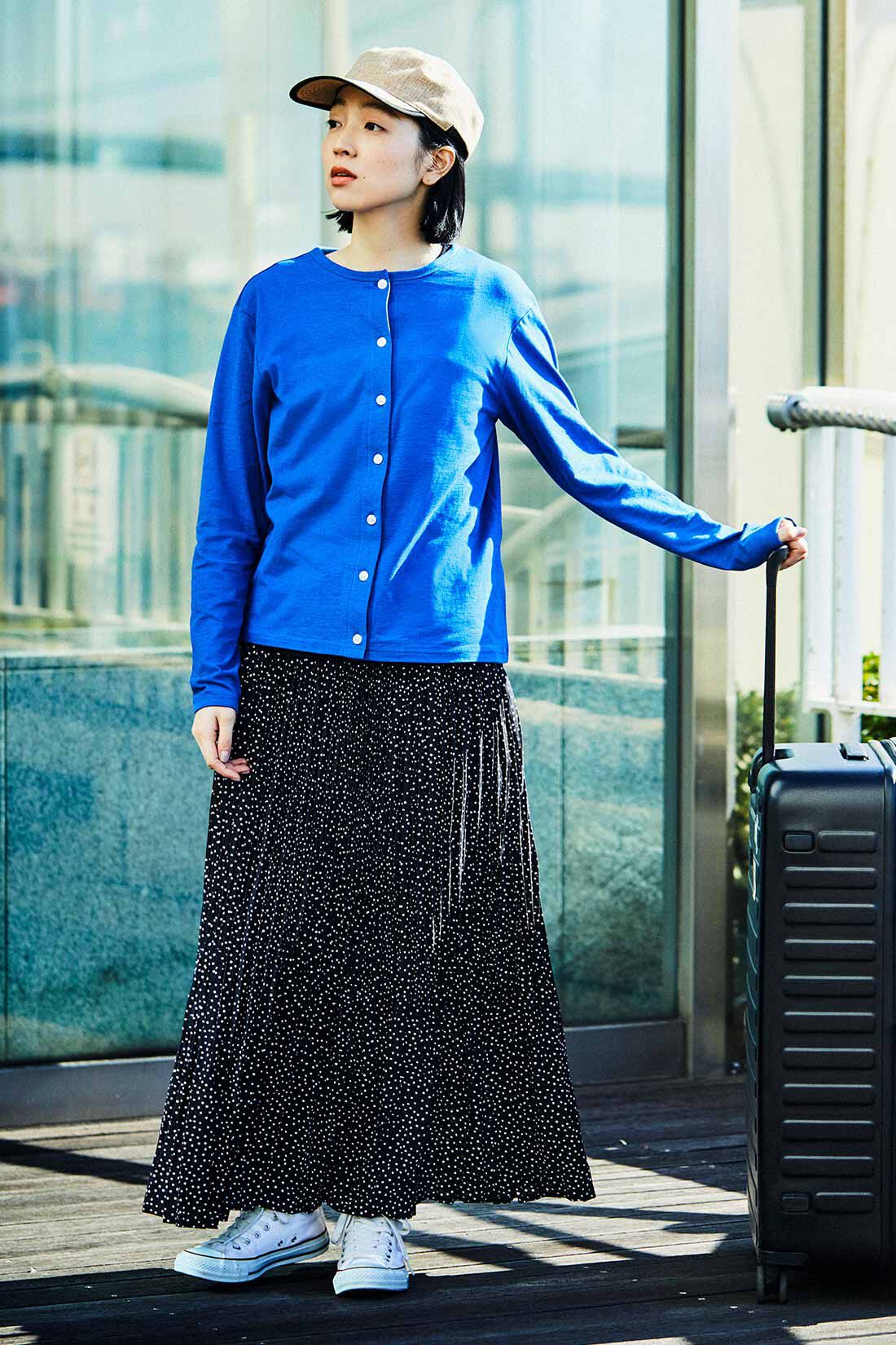 THREE FIFTY STANDARD 変形ドット柄のランダムプリーツスカート