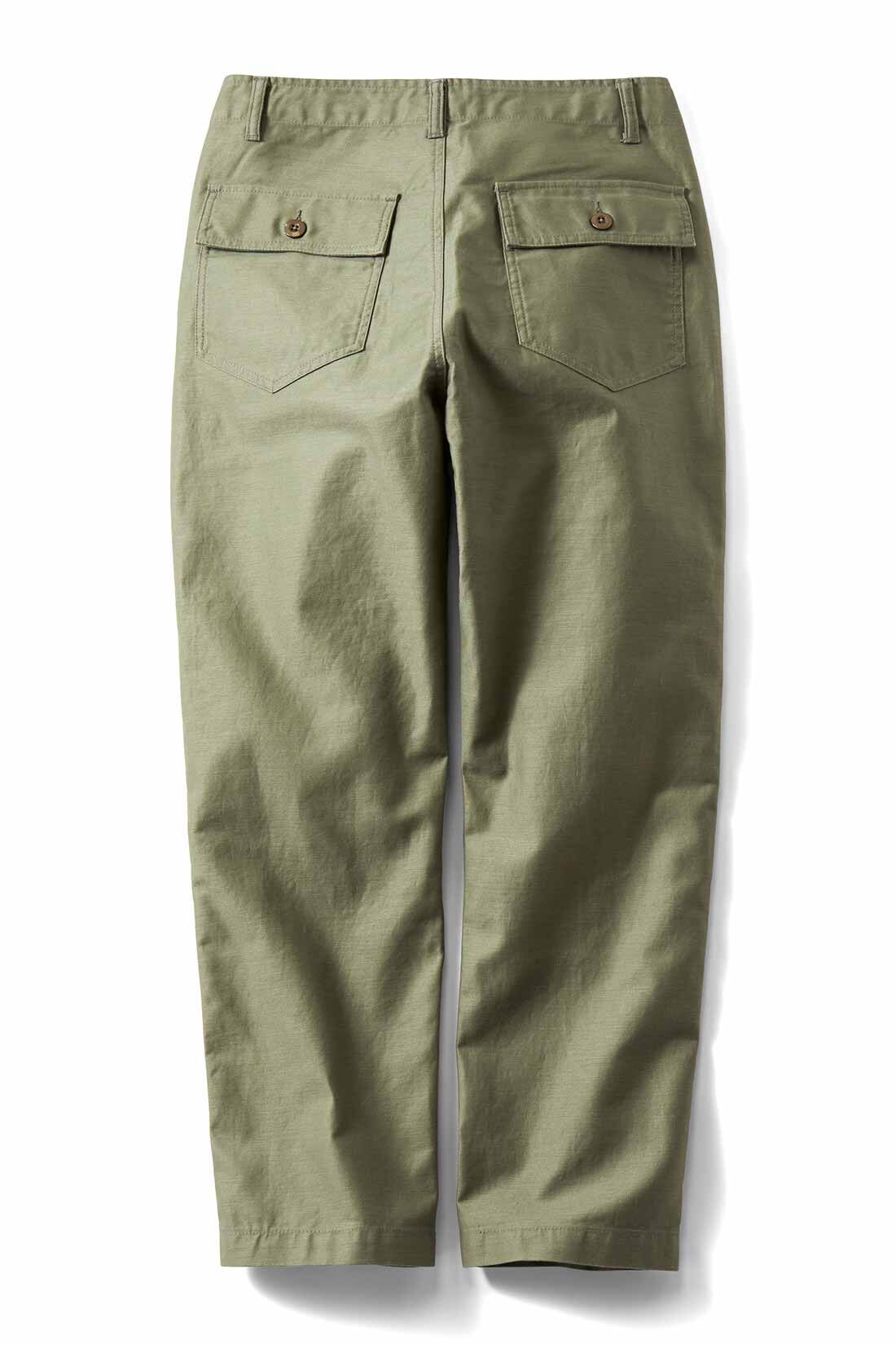 THREE FIFTY STANDARD ミリタリーテイストのベイカーパンツ〈オリーブ