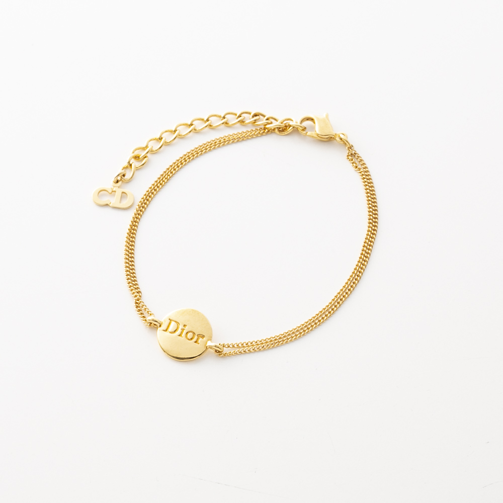 ヴィンテージ・中古】ディオール DIOR ロゴ丸プレートブレスレット