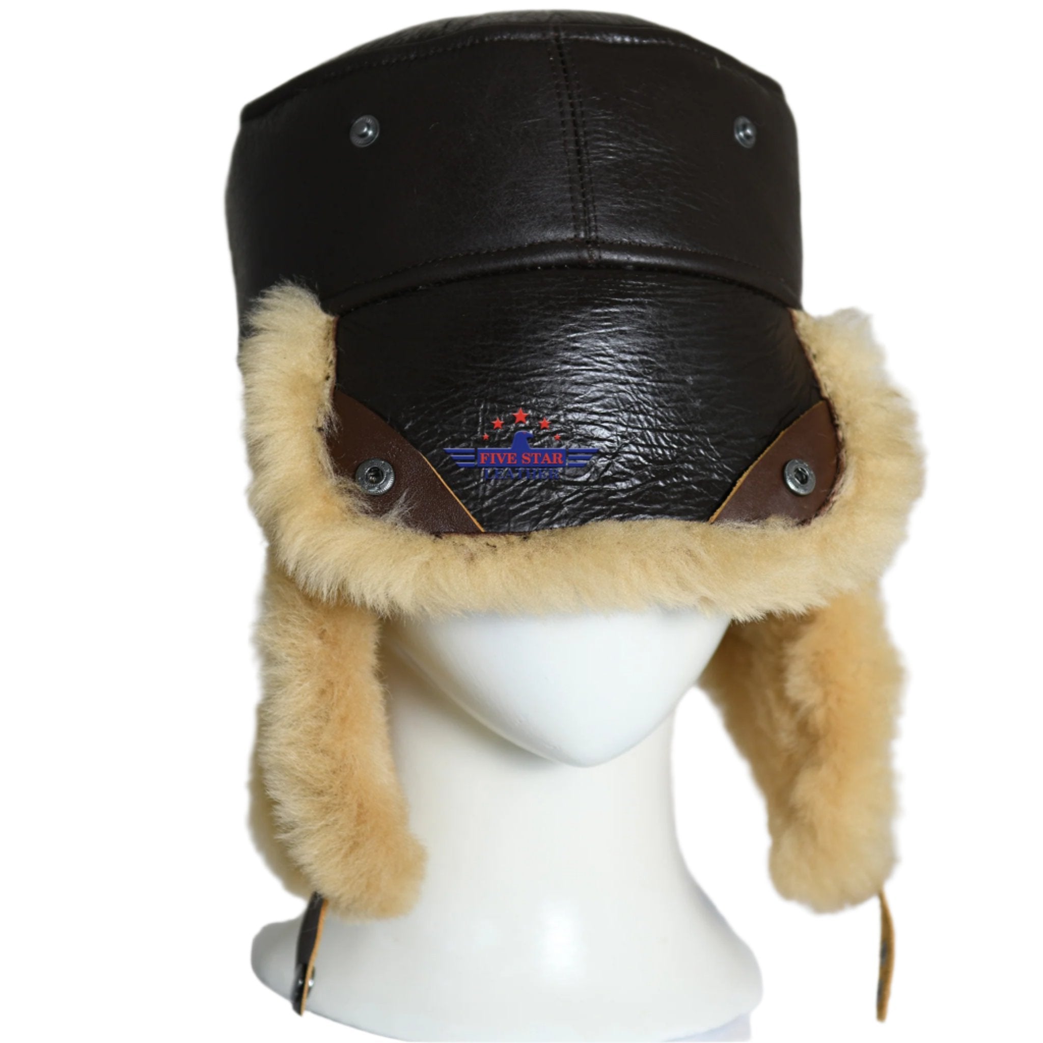 FiveStar Leather Fur Chapka Real Sheepskin Winter Hat – Fivestar
