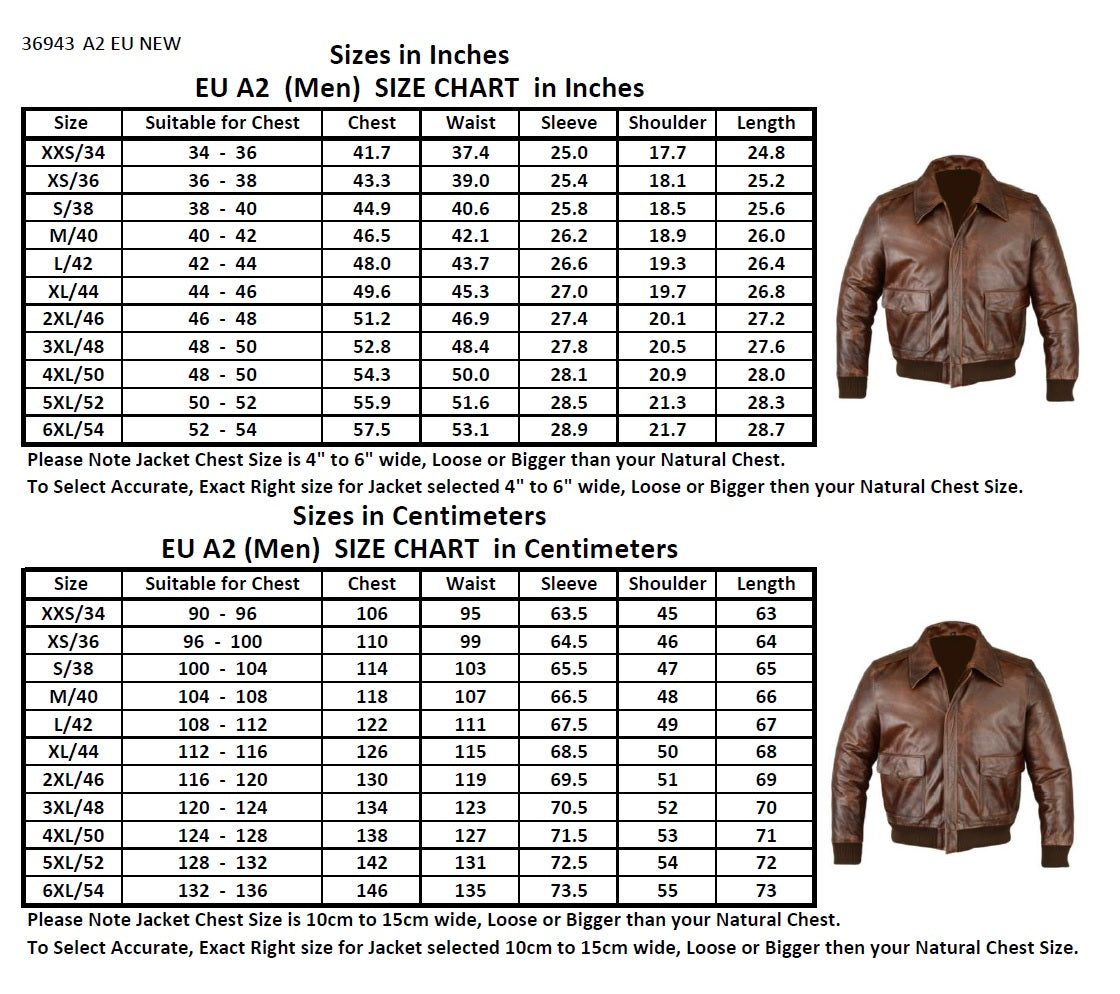 Copy of MEN'S TYPE A2 BRONCO MILITARY FLIGHT REAL GOATSKIN LEATHER