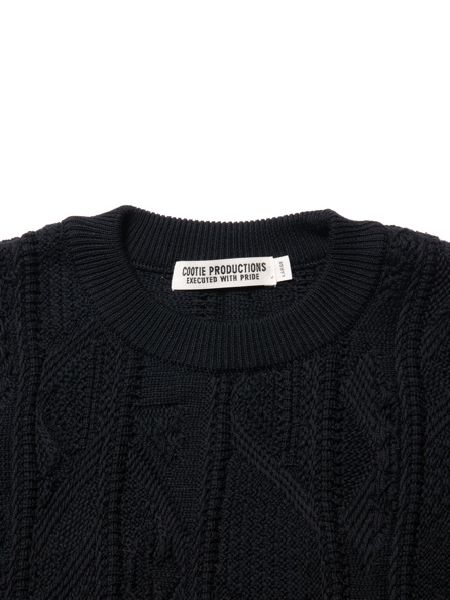 COOTIE / 3D Jacquard Knit L/S Crew -Black-