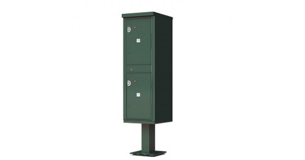 2 Door Green Florence Outdoor Parcel Locker - with Pedestal - 1590