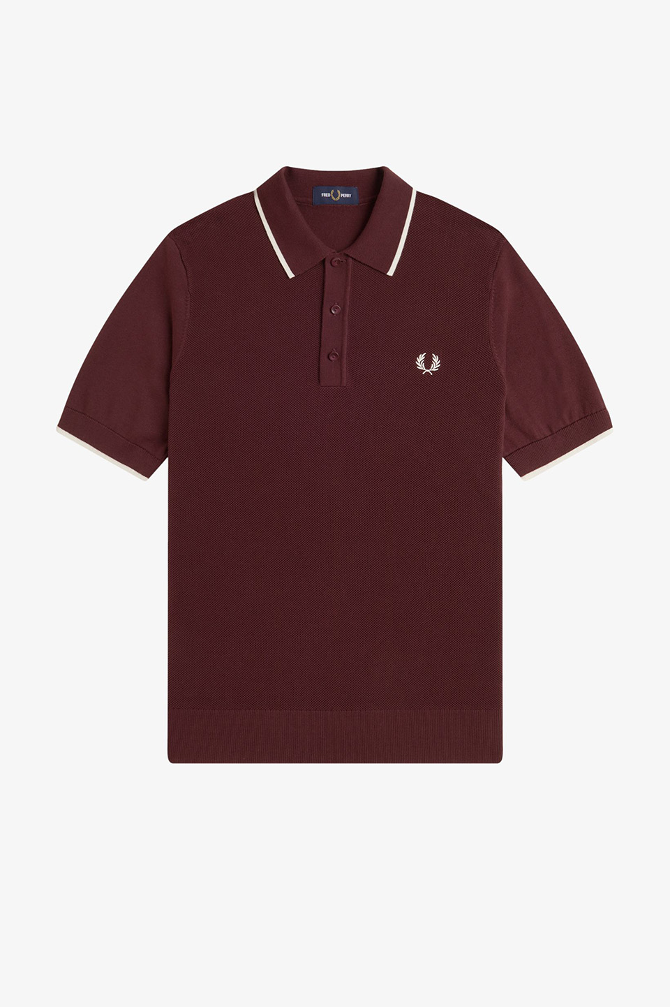 Pique Stitch Knitted Polo Shirt(M 597：OX BLOOD / ECRU): | FRED