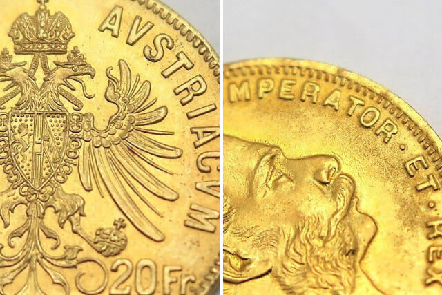 古銭買取】「フランツ・ヨーゼフ 8フローリン20フラン金貨（1892年銘