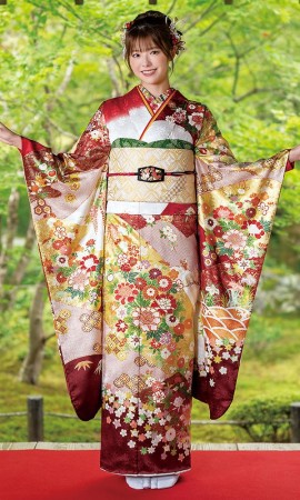 赤白の染分の金彩友禅振袖｜伝統古典 【菊京屋】振袖レンタル 成人式