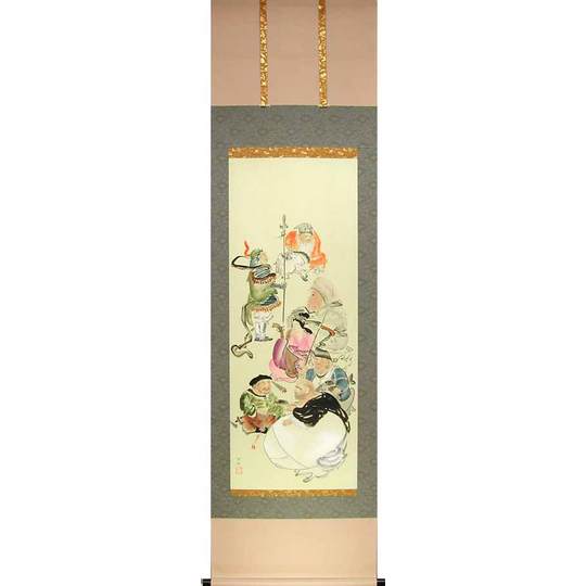 掛け軸 七福神 （林正仙） 送料無料 【掛軸】【一間床・半間床
