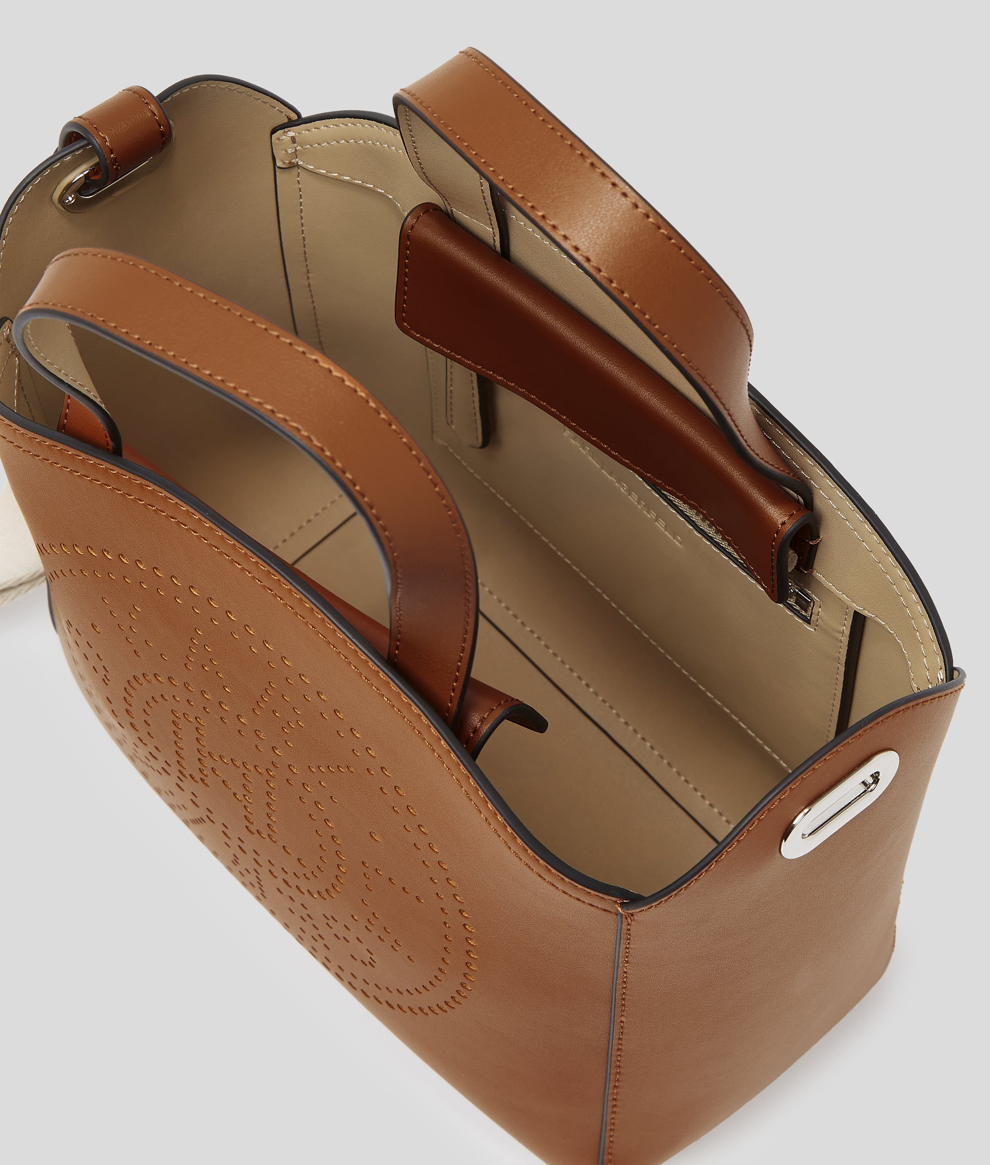 K/Circle perforated small tote bag | Dark Tan | Women | KARL LAGERFELD