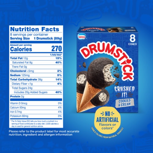 Drumstick Crushed It Cookies and Cream Sundae Cones, 8 Count, 8