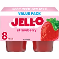 Jell-O Original Strawberry Jello Cups Gelatin Snack Value Pack, 8