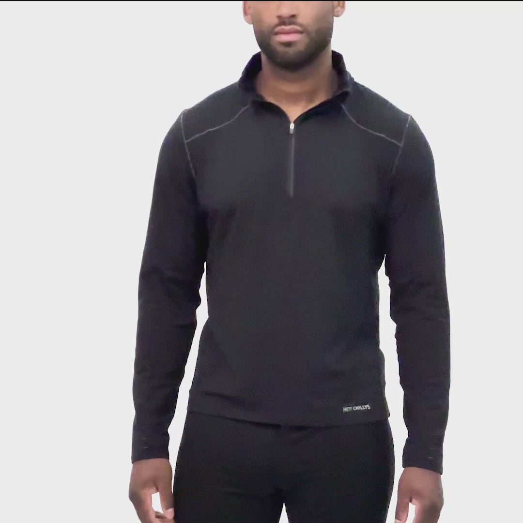 Men's Black Thermal Zip Shirt Clima-Tek Zip-T Base Layer | Hot Chillys