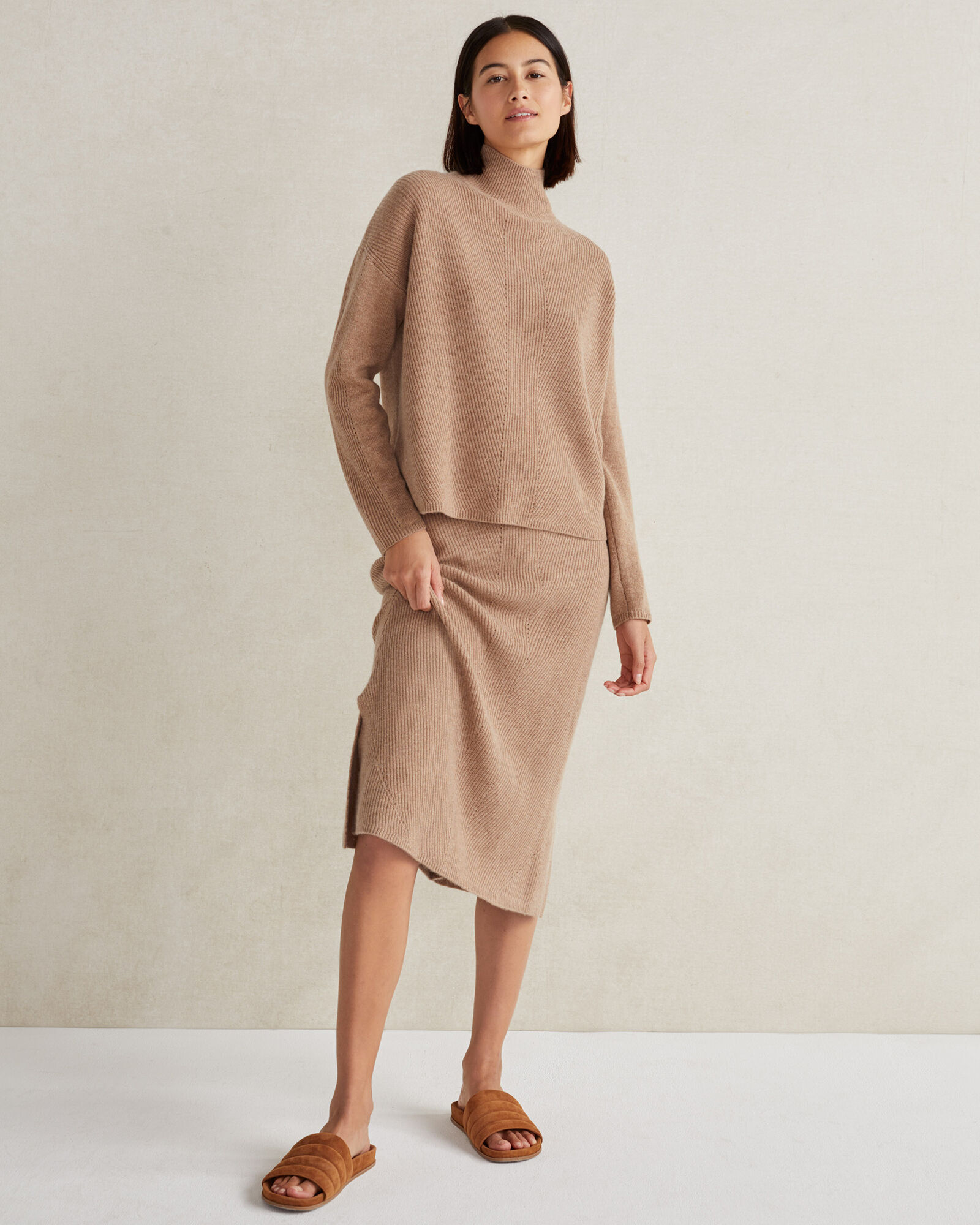 Cashmere Rib Knit Midi Skirt | Haven Well Within
