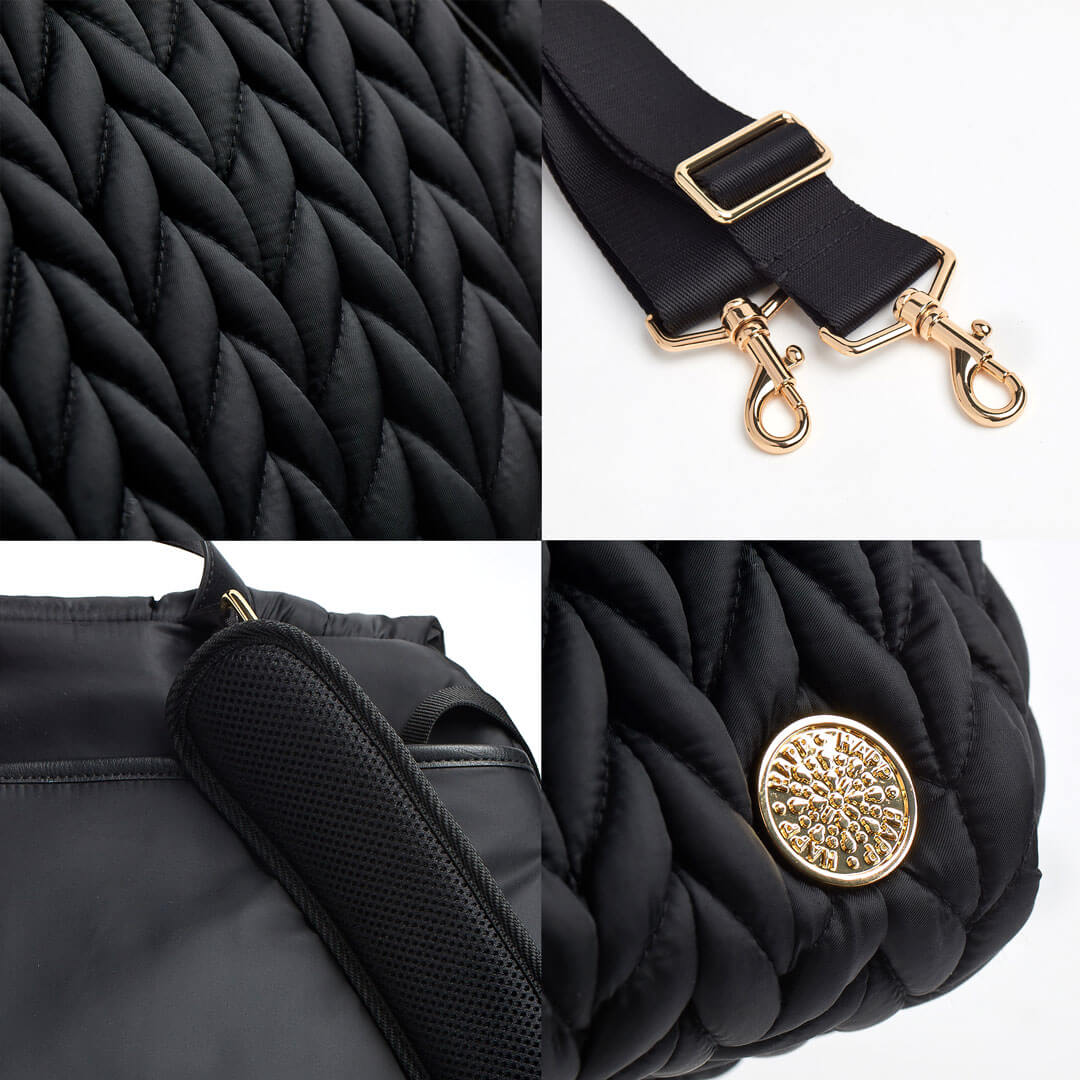 Levy Stylish Diaper Backpack - Black Herringbone