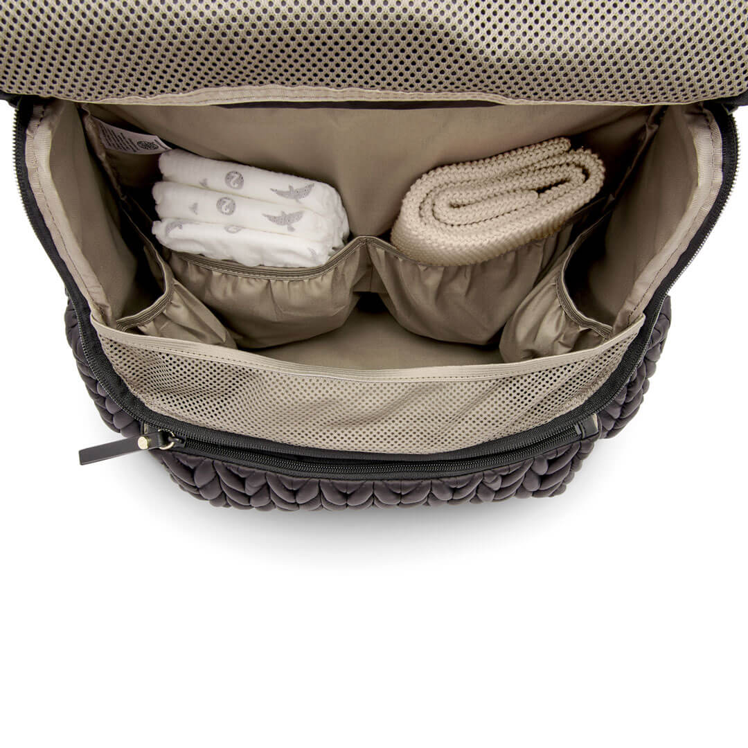 Levy Stylish Diaper Backpack - Black Herringbone