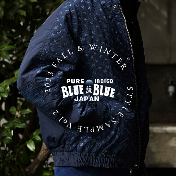 BLUEBLUEブルーブルースタジャン レザーウールネイビー紺色聖林公司HRM