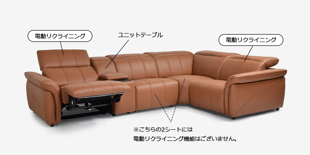 電動リクライニングコーナーソファ5点セット「L/S Motion 74（エルエス