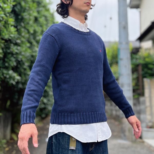 完売品】IIROT コットンウール レイヤードニット ネイビー人気ブランド