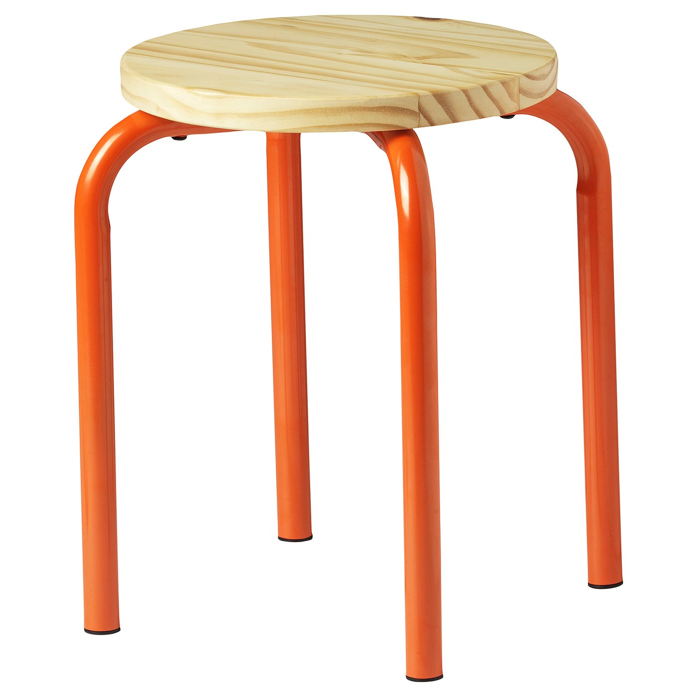 DOMSTEN stool, orange/pine - IKEA CA