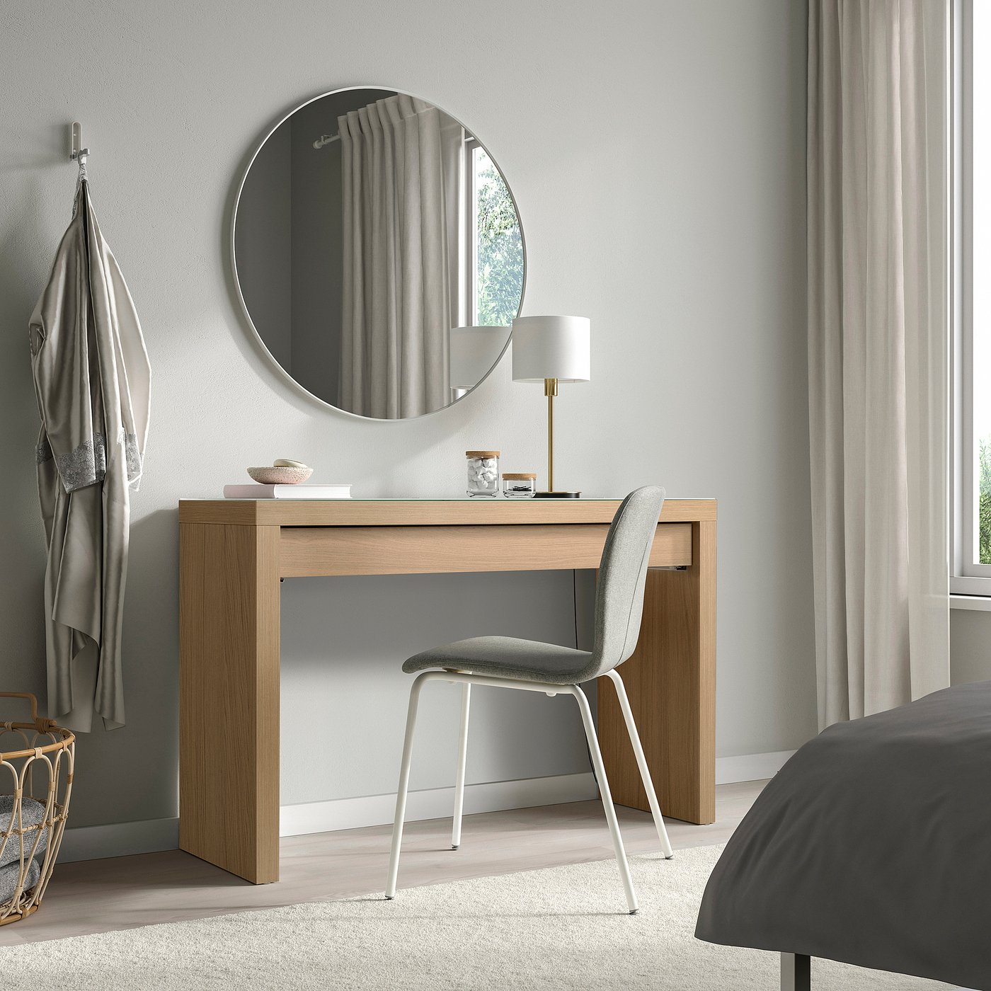 MALM dressing table, white stained oak effect, 120x41 cm - IKEA