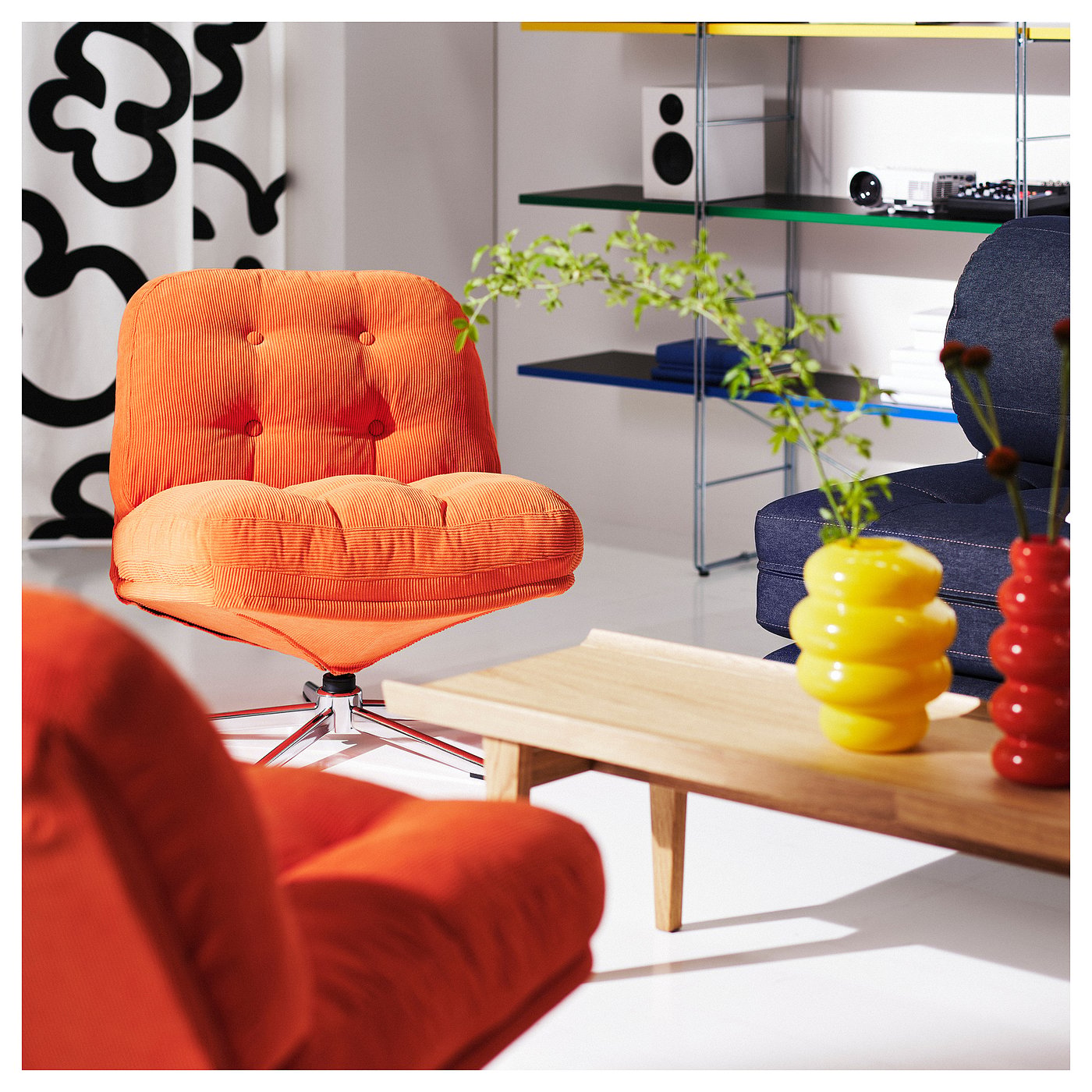 DYVLINGE ディヴリンゲ 回転イージーチェア, ケーリンゲ オレンジ - IKEA
