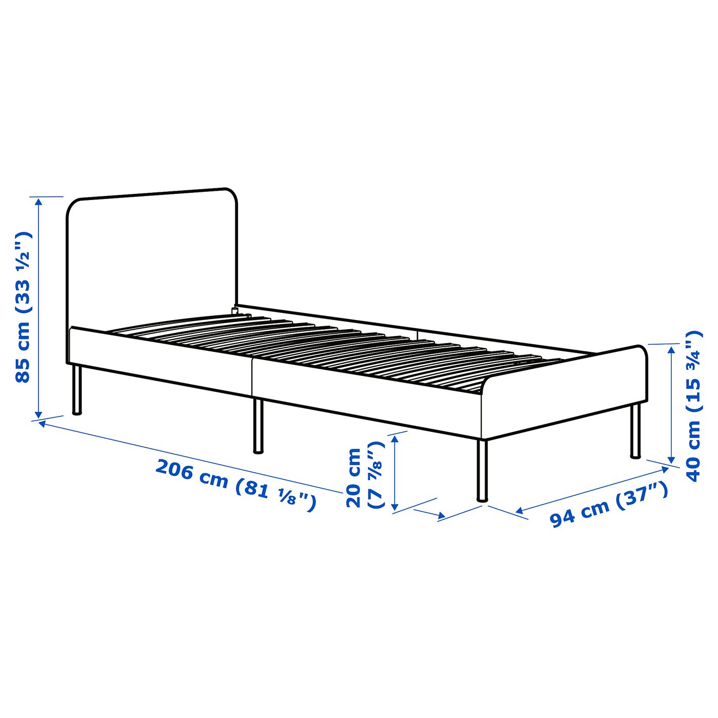 SLATTUM スラットゥム ファブリックベッドフレーム, ヴィースレ