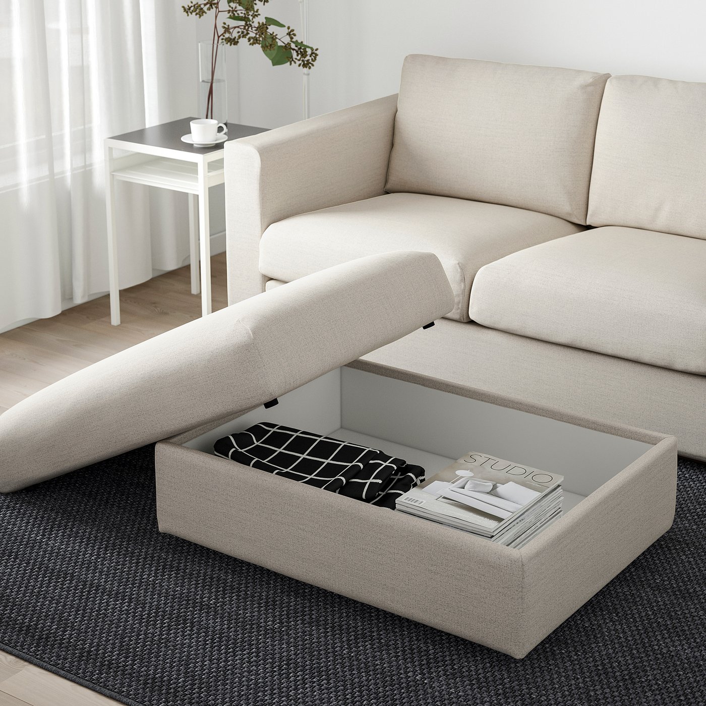 VIMLE ヴィムレ オットマン 収納付き, グンナレド ベージュ - IKEA