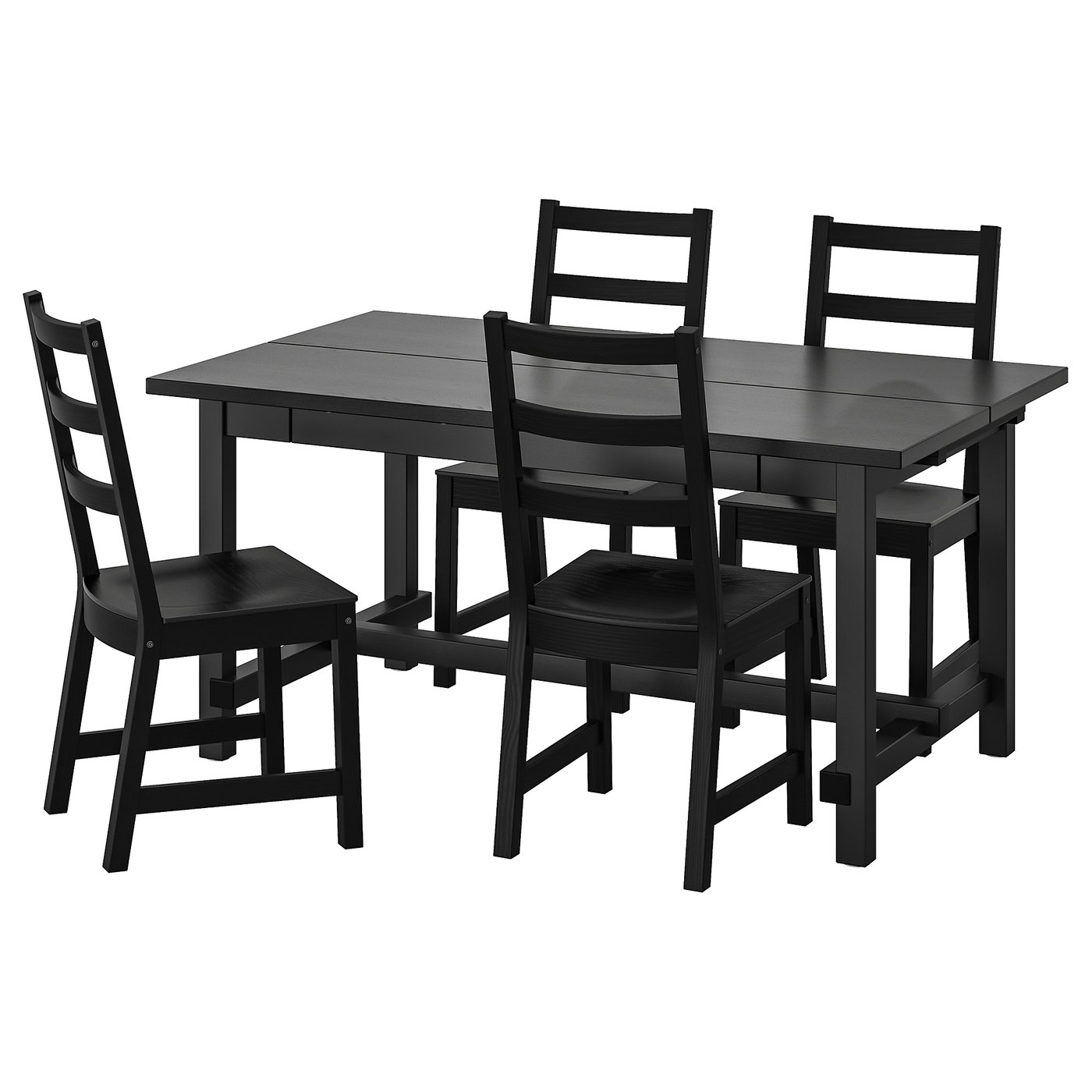 NORDVIKEN / NORDVIKEN table and 4 chairs, black/black, 597/8/873