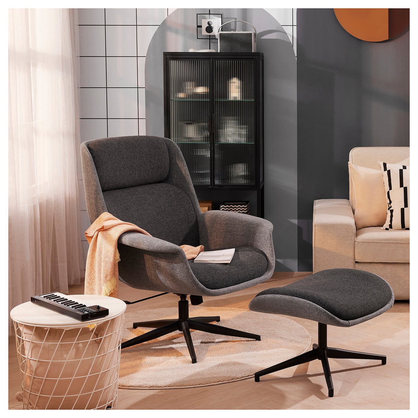 ÄLEBY ottoman, Gunnared medium gray/dark gray - IKEA