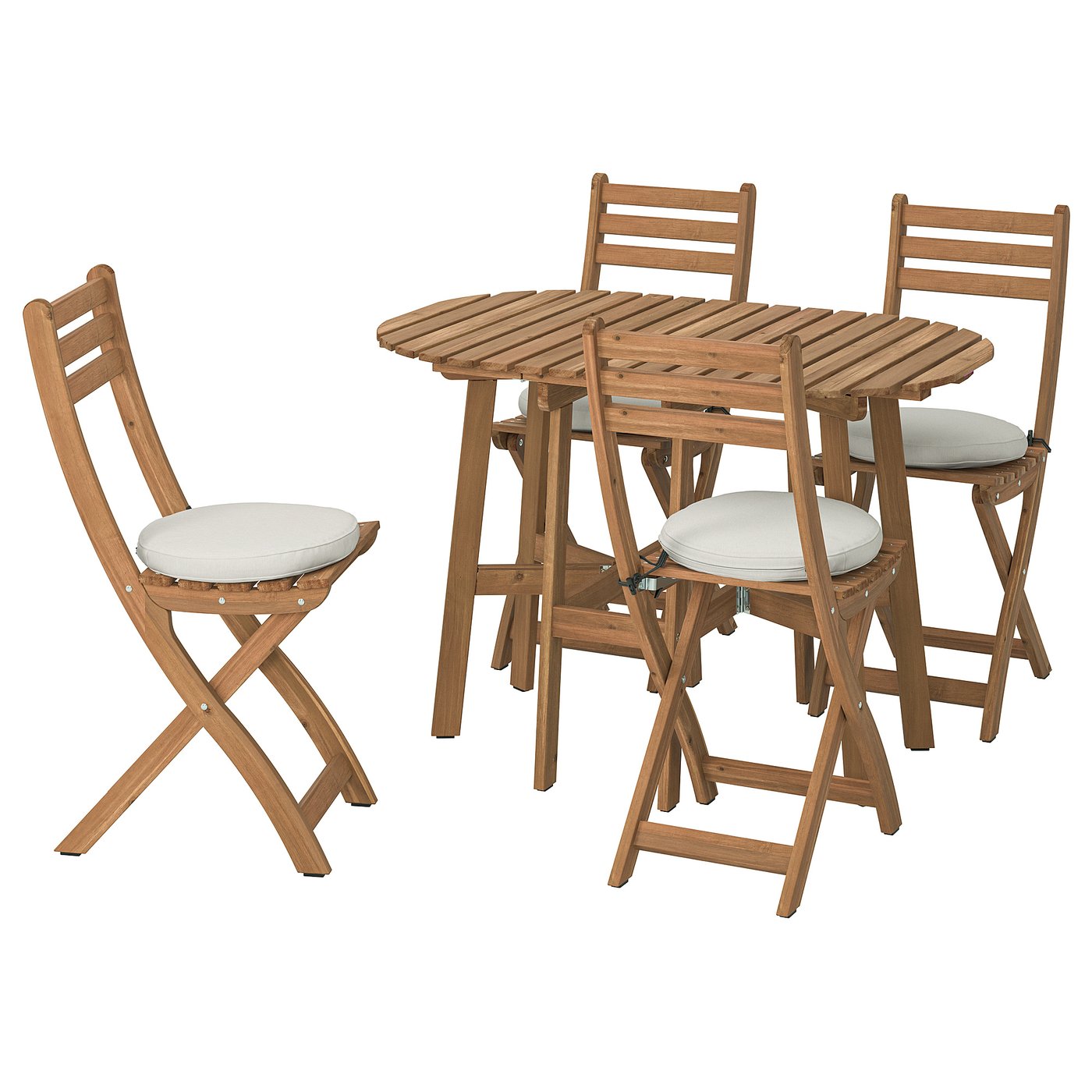 ASKHOLMEN gateleg table+4 chairs, outdoor, foldable dark brown